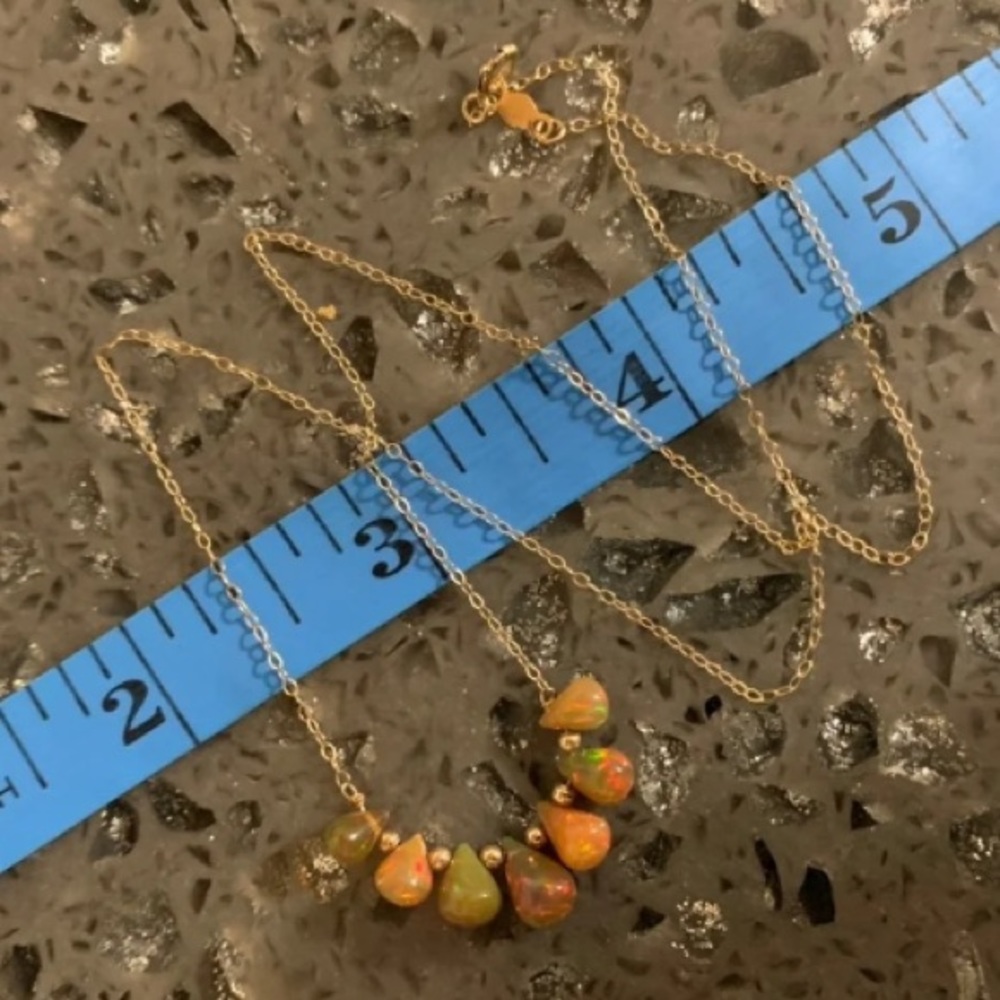14k Solid Gold Opal Solid Gold Necklace View 2